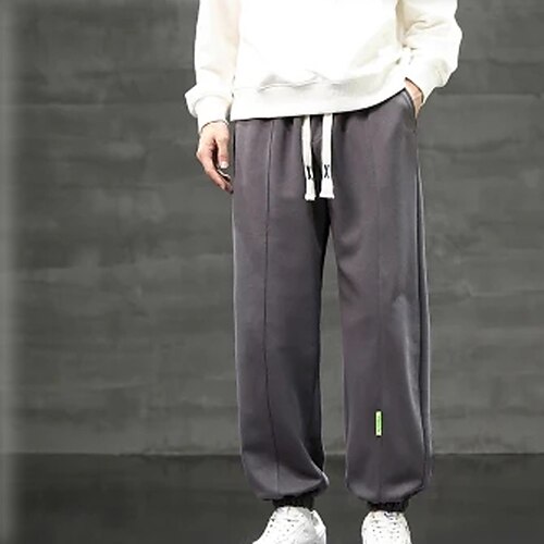 

Men's Joggers Trousers Casual Pants Pocket Drawstring Elastic Waist Solid Color Comfort Soft Casual Daily Streetwear Stylish Loose Light Grey Dark Gray Micro-elastic