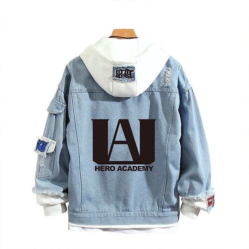 

Inspired by My Hero Academia Deku letter Cartoon Manga Outerwear Anime Denim Graphic Outerwear For Men's Women's Unisex Adults' Hot Stamping Denim