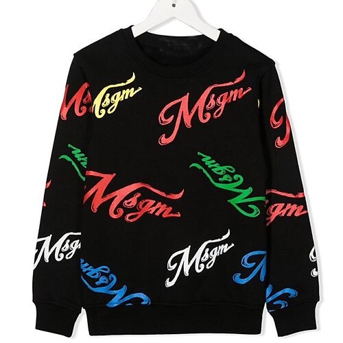 

Kids Boys Sweatshirt Pullover Letter Long Sleeve Crewneck Children Top Outdoor Sweatshirt Fashion Cool Black Winter 7-13 Years / Fall
