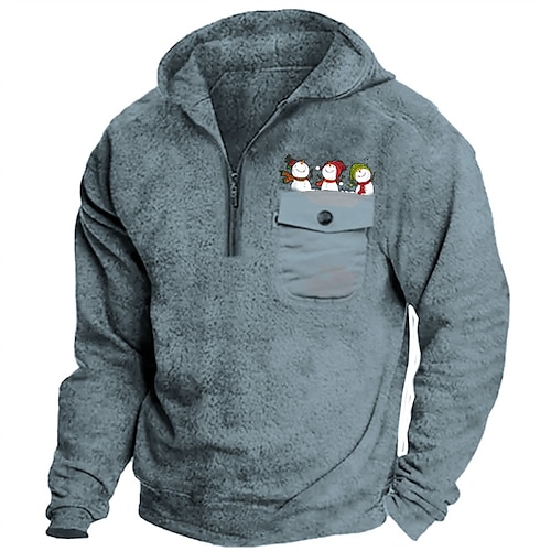

Men's Hoodie Button Up Hoodie Green Blue Purple Coffee Gray Hooded Snowman Graphic Prints Print Casual Daily Sports 3D Print Streetwear Designer Casual Spring & Fall Clothing Apparel Hoodies