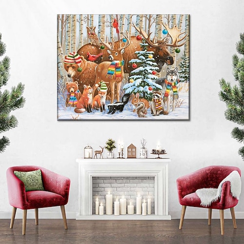 

Magical Forest Christmas Prints Wall Art Modern Picture Home Decor Wall Hanging Gift Rolled Canvas Unframed Unstretched