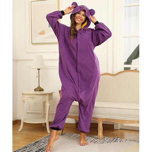 

Adults' Kigurumi Pajamas Nightwear Camouflage Bear Character Onesie Pajamas Flannel Cosplay For Men and Women Christmas Animal Sleepwear Cartoon Festival / Holiday Costumes