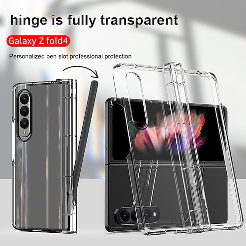 

téléphone Coque Pour Samsung Galaxy Étui transparent Z Fold 4 Z Fold 3 Porte-crayons Clapet Transparente Transparente TPU