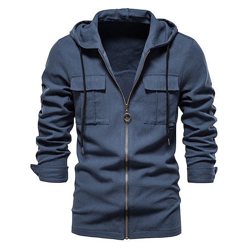 

Men's Hoodie Jacket Outdoor Casual / Daily Daily Wear Vacation Going out Zipper Hooded Warm Ups Comfort Zipper Front Jacket Outerwear Solid Color Zipper Pocket White Dark Navy Black