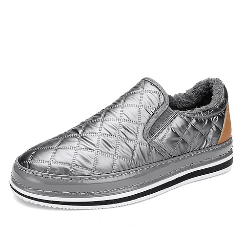 

Homens Mocassins e Slip-Ons Mocassim Mocassins Comfort Forro de Lã Casual Atlético Caminhada Couro Ecológico Preto Prateado Inverno