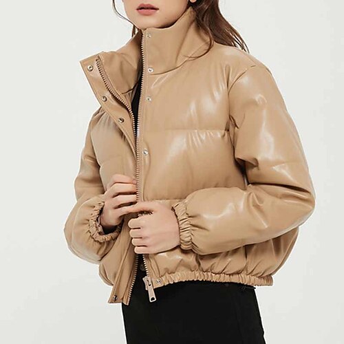 

Women's Winter Jacket Winter Coat Parka Warm Breathable Outdoor Daily Wear Vacation Going out Zipper Button Zipper Stand Collar Casual Lady Comfortable Solid Color Regular Fit Outerwear Long Sleeve