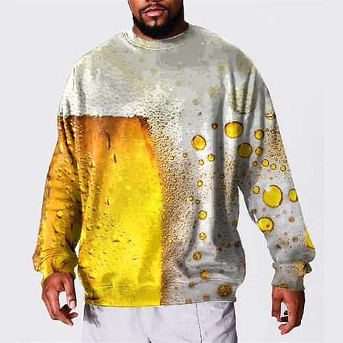 

Men's Plus Size Sweatshirt Big and Tall Graphic Prints Crew Neck Long Sleeve Spring & Fall Basic Designer Casual Big and Tall Daily Sports Tops
