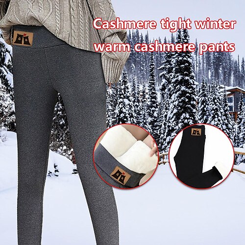 

Women's Fleece Pants Pants Trousers Leggings Fleece lined Grey1 Black2 Black3 High Waist Casual Office Vacation High Cut High Elasticity Full Length Thermal Warm S M L XL 2XL