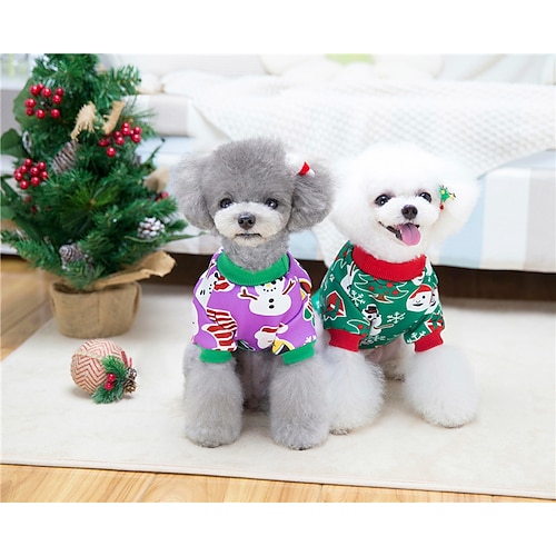 

Dog Cat Sweatshirt Merry Christmas Adorable Stylish Ordinary Casual Daily Outdoor Casual Daily Winter Dog Clothes Puppy Clothes Dog Outfits Warm Green Purple Costume for Girl and Boy Dog Polyester XS