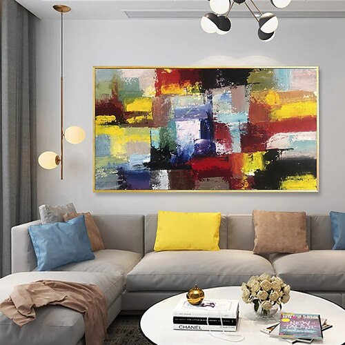 

Handmade Oil Painting Canvas Wall Art Decorative Abstract Knife Painting Landscape Yellow For Home Decor Rolled Frameless Unstretched Painting