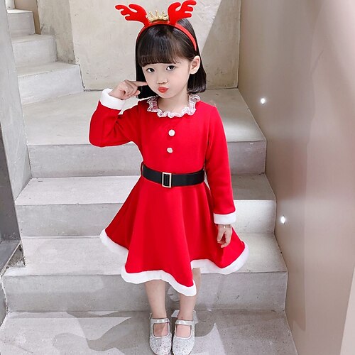 

Santa Claus Santa Suits Girls' Christmas Christmas Christmas Eve Kid's Party Christmas Polyester Dress Hat