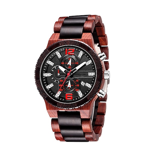 

Quartz Watch for Men Analog - Digital Quartz Luminous Vintage Casual Calendar Wooden wooden Classic Theme / One Year