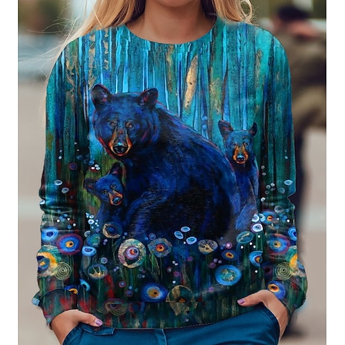 

Women's Sweatshirt Pullover Basic Green Graphic Street Round Neck Long Sleeve S M L XL 2XL