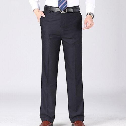 

Men's Dress Pants Trousers Pocket Straight Leg Solid Colored Comfort Breathable Business Daily Fashion Casual Khaki Navy Blue Micro-elastic