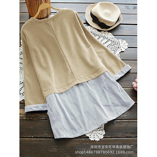 

Women's Striped Winter Blue khaki Orange