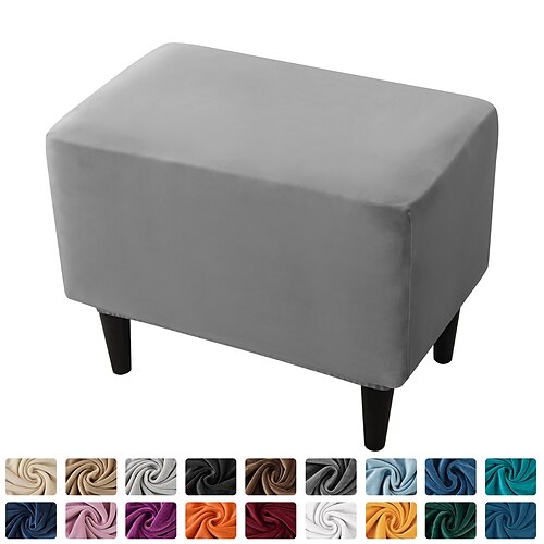 

Stretch Velvet Ottoman Cover Folding Storage Stool Furniture Protector Soft Rectangle Slipcover with Elastic Bottom Ottoman Cover