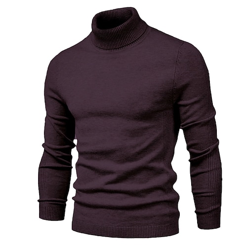 

Men's Pullover Sweater Jumper Turtleneck Sweater Ribbed Knit Cropped Knitted Solid Color Turtleneck Keep Warm Modern Contemporary Work Daily Wear Clothing Apparel Winter Spring & Fall Army Green