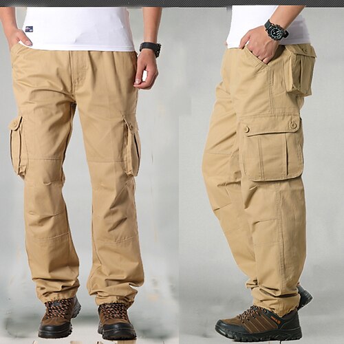 

Men's Cargo Pants Trousers Multi Pocket Straight Leg Solid Color Comfort Breathable Full Length Casual Daily Going out Sports Stylish ArmyGreen Grass Green Inelastic