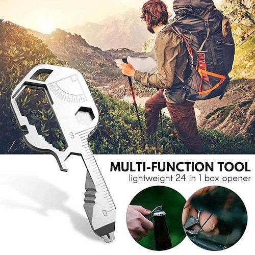 

24 In 1 Multi-function Key Tool Stainless Steel Pendant Accessories Mini Portable Universal Tool For Outdoor Work