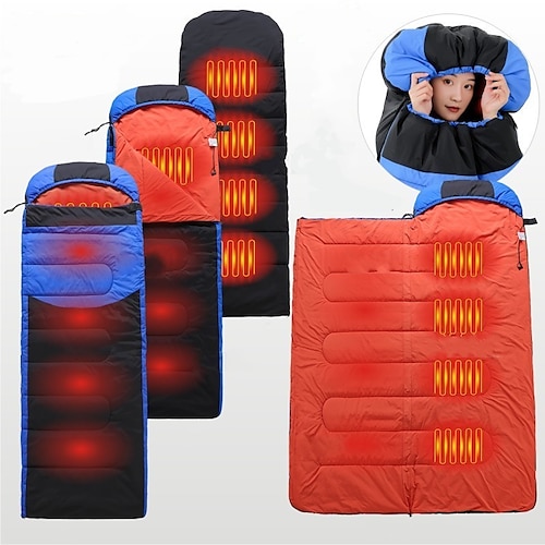 

USB Heating Sleeping Bags Liner Ultralight Outdoor Camping Travelling Winter Heated Sleeping Bag Liner with Compression Bag