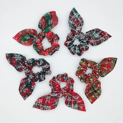 

1PC Christmas Hair Scrunchies Plaid Hair Ties Cute Christmas Headbands Holiday Scrunchies Elastic Hair Bands Assorted Christmas Hair Accessories for Women Festival Decorations Christmas Xmas Gift