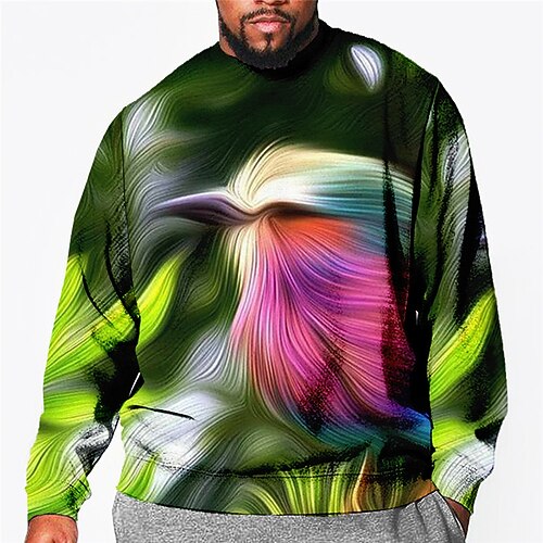 

Men's Plus Size Pullover Sweatshirt Big and Tall Graphic Crew Neck Long Sleeve Spring & Fall Basic Fashion Streetwear Comfortable Casual Sports Tops