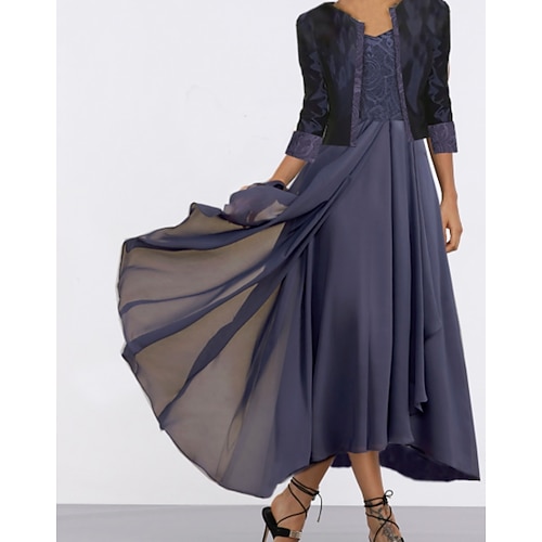 

Women's Dress Set Two Piece Dress Midi Dress Blue 3/4 Length Sleeve Pure Color Ruched Fall Winter Crew Neck Stylish Modern 2022 S M L XL 2XL 3XL