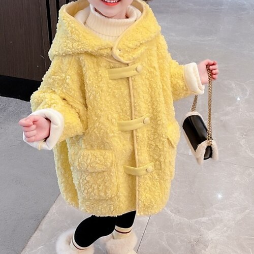 

Kids Girls' Fleece Jacket Solid Color Active School Coat Outerwear 2-8 Years Winter Yellow / Fall