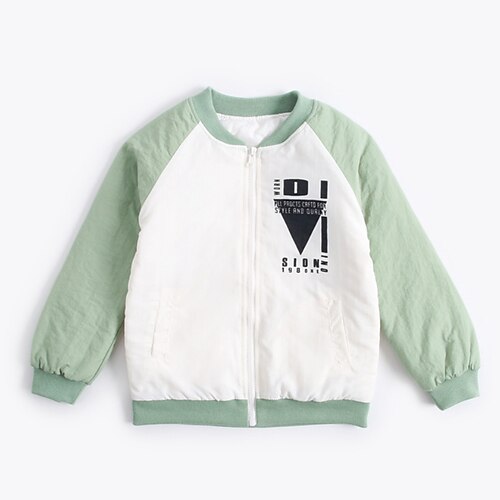 

Toddler Boys Coat Outerwear Letter Long Sleeve Coat Outdoor Cotton Fashion Daily Light Green Winter Fall 3-7 Years