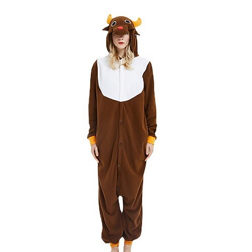 

Women's Pajamas Winter Kigurumi Pajamas Winter Onesies Jumpsuits Animal Cartoon Comfort Funny Soft Home Christmas Daily Cotton Warm Hoodie Long Sleeve Pocket Hoodie Winter Fall Yellow Brown / Pjs