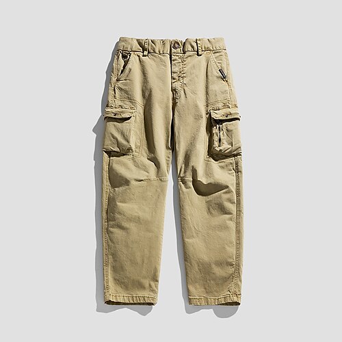 

Men's Parachute Pants Casual Pants Pocket Plain Warm Breathable Full Length Going out Work Chino ArmyGreen Yellow Inelastic