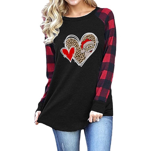 

Women's Sweatshirt Pullover Basic Black Grey Graphic Leopard Gnome Christmas Round Neck Long Sleeve S M L XL 2XL