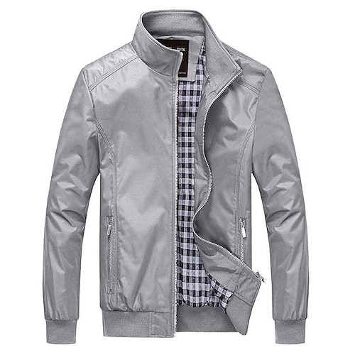 

Per uomo Giacca bomber Giacca leggera Giacca estiva Giacca sportiva Per uscire Casual / quotidiano Cerniera Colletto Mao Di tendenza Informale Giacca Capispalla Tinta unica Cerniera Tasche Nero Blu