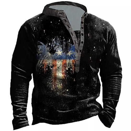 

Men's Sweatshirt Pullover Black Standing Collar Graphic Prints National Flag Zipper Print Daily Sports Holiday 3D Print Basic Streetwear Designer Spring & Fall Clothing Apparel Hoodies Sweatshirts