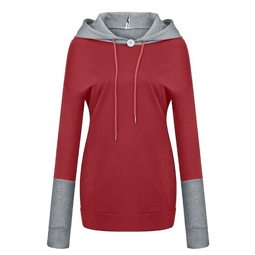 

Women's Hoodie Sweatshirt Pullover Active Pocket Blue Red Black Color Block Street Hoodie Long Sleeve S M L XL 2XL