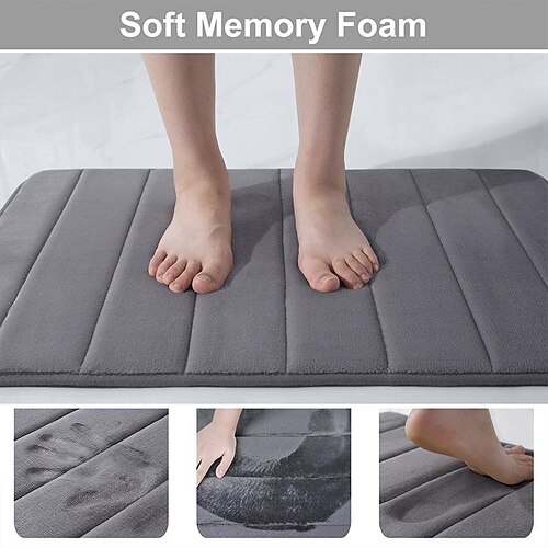 

Memory Foam Bathroom Rugs , Bath Mat and Bathroom Runner, Non Slip, Absorbent, Shaggy, Machine Washable Bathroom Rugs for Bathroom