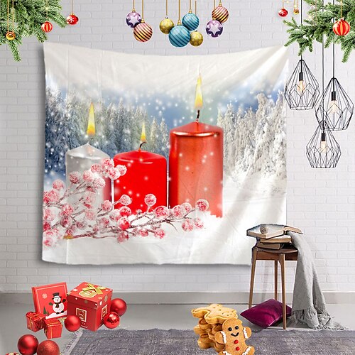 

Christmas Wall Tapestry Art Photography Backround Decor Blanket Curtain Hanging Home Bedroom Living Room Decoration Polyester