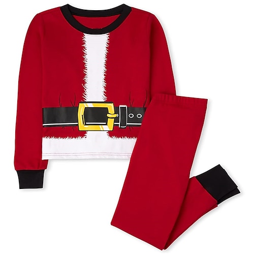 

2 Pieces Kids Girls' Ugly Christmas Santa Claus Crewneck Pants Suit Set Long Sleeve Cute Christmas Gifts 7-13 Years Winter Wine / Fall