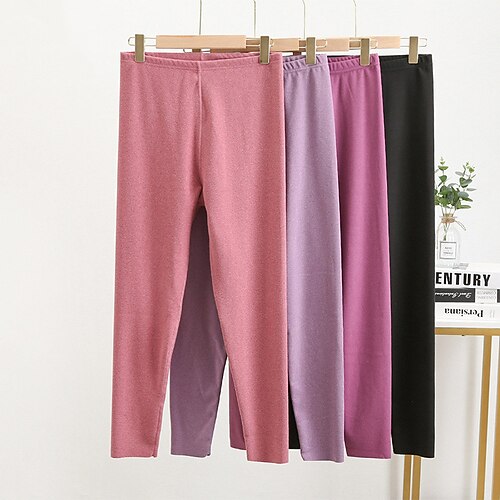 

Women's Tights Leggings Thermal Underwear Fleece lined Light Purple Wine Dark Purple High Waist Fashion Casual Daily High Elasticity Ankle-Length Thermal Warm Solid Colored L XL 2XL 3XL 4XL / Skinny
