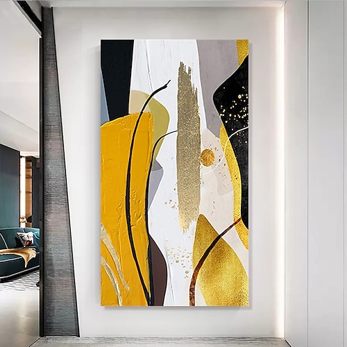 

Handmade Oil Painting Hand Painted Vertical Abstract Contemporary Modern Rolled Canvas (No Frame)