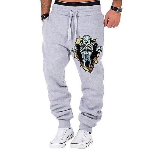 

Men's Sweatpants Joggers Trousers Drawstring Elastic Waist Print Graphic Prints Comfort Sports Outdoor Casual Daily Cotton Blend Terry Streetwear Stylish Grey White Micro-elastic / Designer