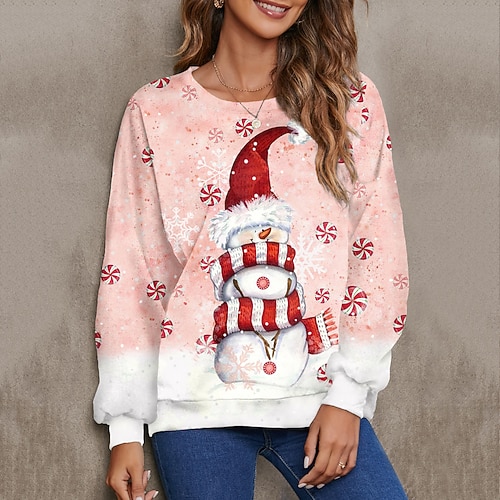 

Women's Christmas Sweatshirt Pullover Streetwear Green Blue Purple Graphic Christmas Round Neck Long Sleeve S M L XL 2XL 3XL