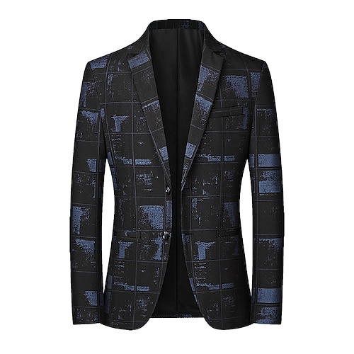 

Men's Fashion Blazer Regular Standard Fit Checkered Single Breasted Two-buttons Blue Red 2022