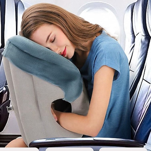

Innovative Portable Air Inflatable Travel Pillow Airplane Office Desk Nap Sleep Pillow Inflatable Travel Pillow Cushion for Men Women Outdoor Airplane Flight Train Sleeping Easy