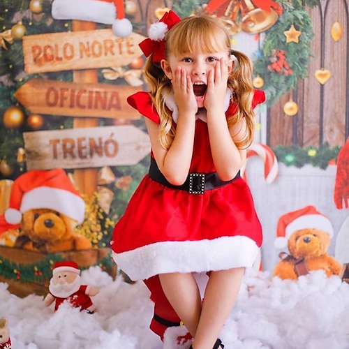 

Kids Girls' Christmas Party Dress Red A Line Dress Christmas Gifts Red Above Knee Short Sleeve Active Fashion Dresses Christmas Spring Summer Regular Fit 3-7 Years