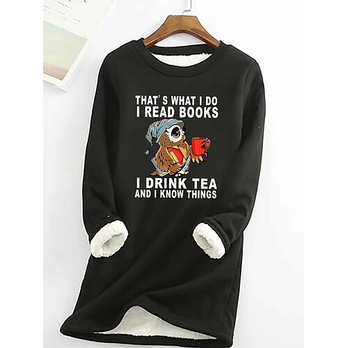 

Women's Sweatshirt Pullover Sherpa Fleece Teddy Christmas Black Blue Light Grey Graphic Christmas Round Neck Long Sleeve Fleece S M L XL 2XL 3XL
