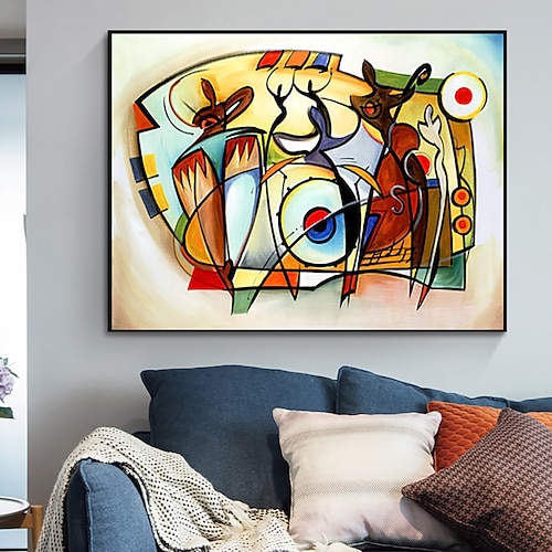 

Handmade Oil Painting Canvas Wall Art Decoration Kandinsky Style Postmodern Abstract for Home Decor Rolled Frameless Unstretched Painting