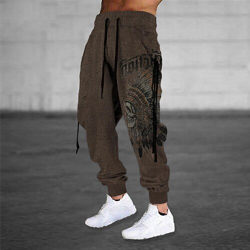 

Men's Sweatpants Joggers Trousers Drawstring Elastic Waist 3D Print Graphic Prints Comfort Breathable Sports Outdoor Casual Daily Cotton Blend Streetwear Designer Brown Micro-elastic