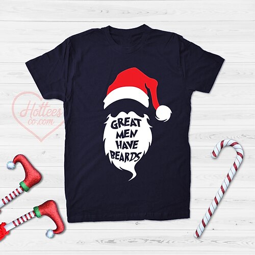 

Men's T shirt Tee Graphic Tees Christmas t shirts Santa Claus Turtleneck Blue Black Christmas Hats Christmas Short Sleeve Clothing Apparel Fashion Streetwear Casual / Summer / Summer