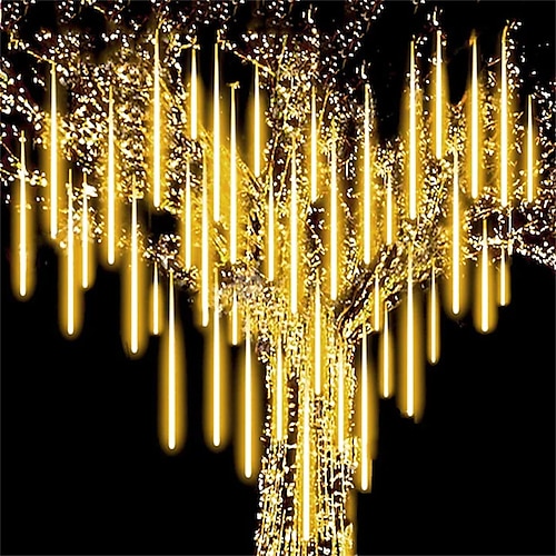 

Meteor Shower Rain Lights Christmas Outdoor Decorations 80cm 8 Tubes 576 LED Falling Rain Lights Plug in Icicle Snow Cascading String Lights for Xmas Tree Holiday Patio Decorations